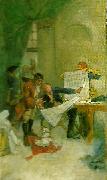 Carl Larsson omarbetat forslag till vaggmalningar i nationalmusei nedre trapphall oil painting artist